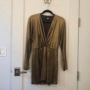 Reformation Keagan Dress in Bronze/Gold